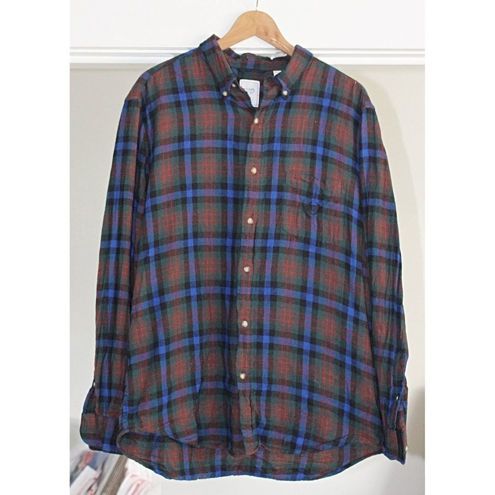 Chaps Ralph Lauren - Mens Button Down Flannel Shirt w/Pocket Emblem, Lrg Oversiz